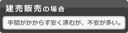 建売販売の場合 手間がかからず安く済むが、不安が多い。